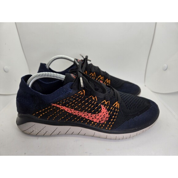 Nike Free RN Flyknit Shoes Mens 9.5 Blue Flash Crimson Road Running Gym Sneakers